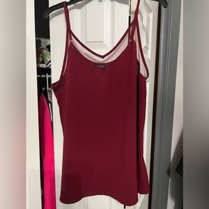 Tecrew tank top. Maroon. Lace detail. Size XL
